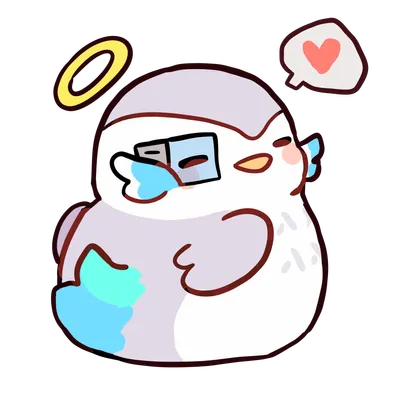 aoi.js mascot, showing bird with heart over head